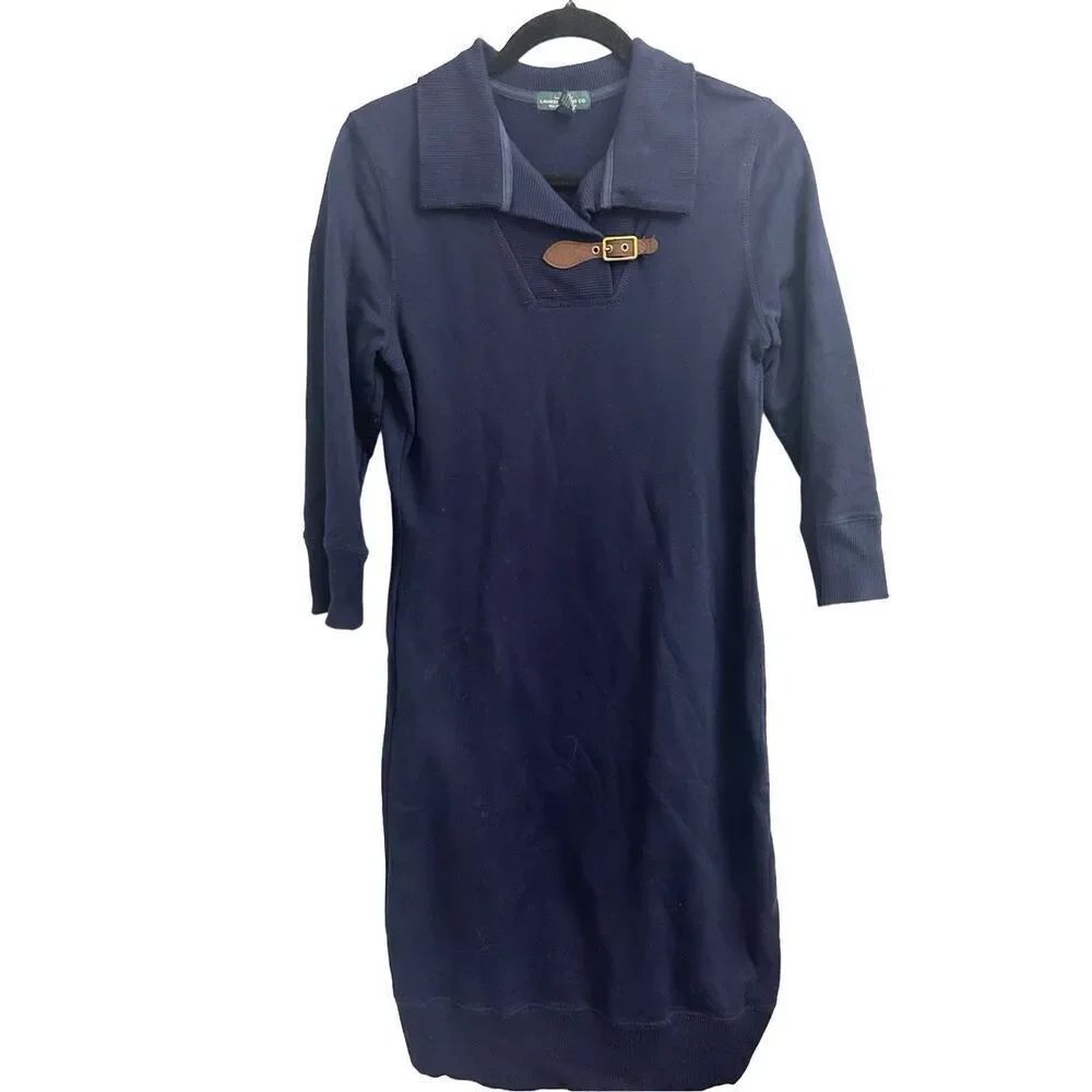 Lauren Ralph Lauren collared sweatshirt Dress leather buckle size S EUC